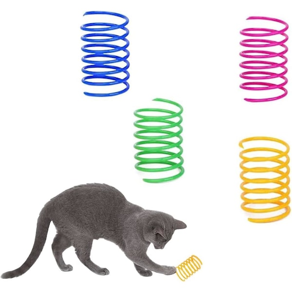Katt Spiralfjäder, 12 st Kreativa Katt Leksaker för att Döda Tid och Hålla sig i Form Interaktiv Katt Leksak Hållbar Tung Plastfjäder Färgglada Fjädrar Katt Leksak för Slagsmål