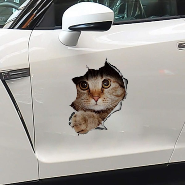 2 stk 3D Stereo Katt Avtakbar Bilsticker Anime Morsom Dekorasjon Kattunge Sticker Bilstiling Sticker