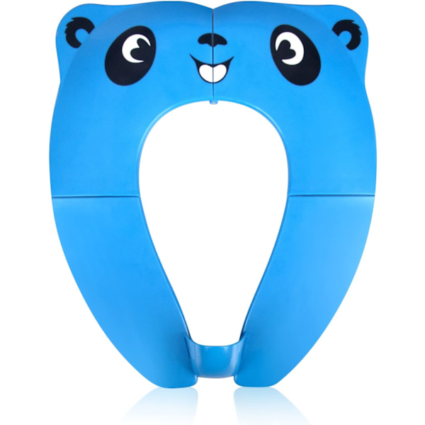 Rejse-Toilettræningssæde til Småbørn, Bærbar Toilettræningssæde til Børn, Foldbart Toilettræningssæde i ABS-Materiale med 8 Anti-Skrid Sikkerhedspuder og 1 Bærepose Blue Panda