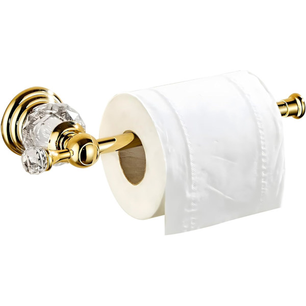 Poleret Guld Toiletpapirholder, Krystal Toilet Rulleholder Badeværelsestilbehør Moderne Zink Legering Vævsophæng Væghængt