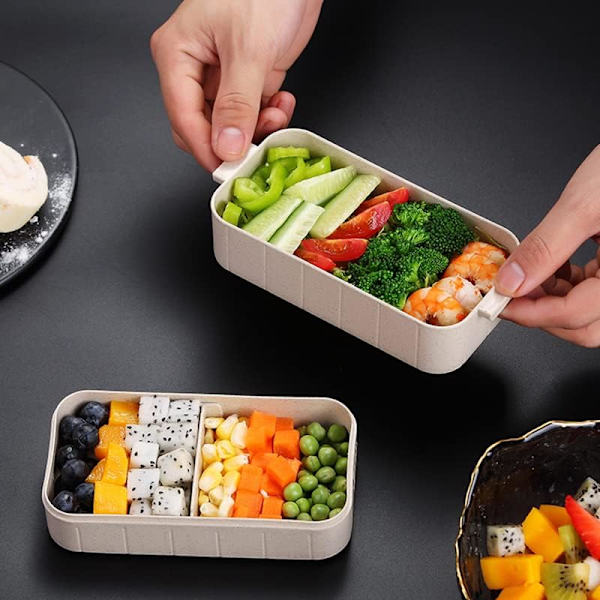 Lunsjboks Lunsjboks for Barn Bentoboks Piknik Servise Plast Oppbevaringsbeholder Lunsjboks Pakket Lunsjbokser Termisk Lunsj Blue