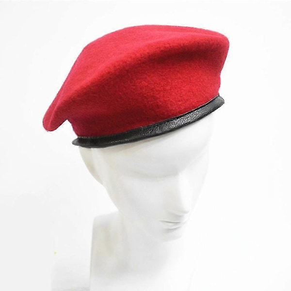 Herr Dam Soldat Basker Hatt Uniform Fransk Stil Militär Armé Ullmössa Red - Wool