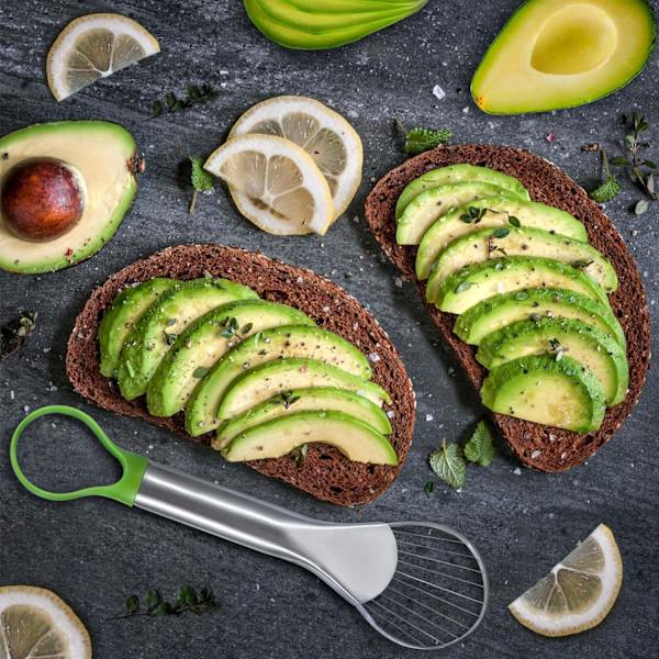 Avocadoskärare Multifunktionell Avokadokalare Rostfritt Stål Enkelt Skivad Utkärnad Avokadodelare för Frukt Kiwi Mango