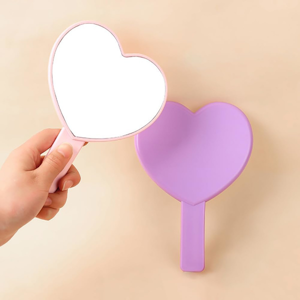 Hjärtformade speglar Hand Cosmetic Mirrors Handheld Makeup Mirrors Söta resespeglar Lätta bärbara speglar