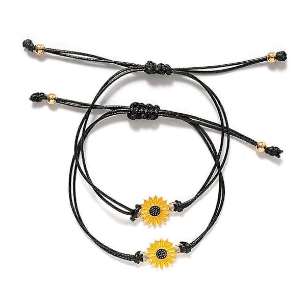2 st Mode Solros Önskearmband Justerbart Flätat Armband Sommarlegering