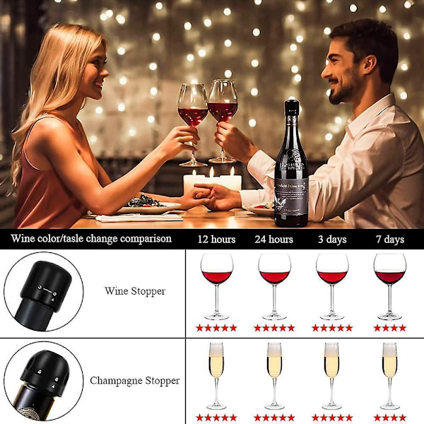 4 Vinflaskproppar, Återanvändbar Vinkork och Champagnekork med Vridfunktion, Silikonproppar