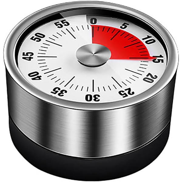 Stål Vintage Køkken Timer med Magnetisk Bagside, 60-Minutters Nedtælling og Høj Klokke - Ideel Mekanisk Timer til Madlavning White