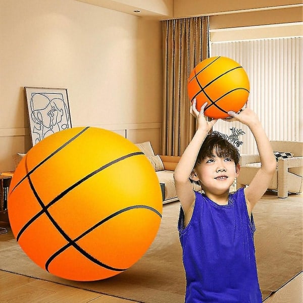 Handlesshh tyst basketboll, inomhus tyst träningsboll obelagd hög elastisk - bule 24cm