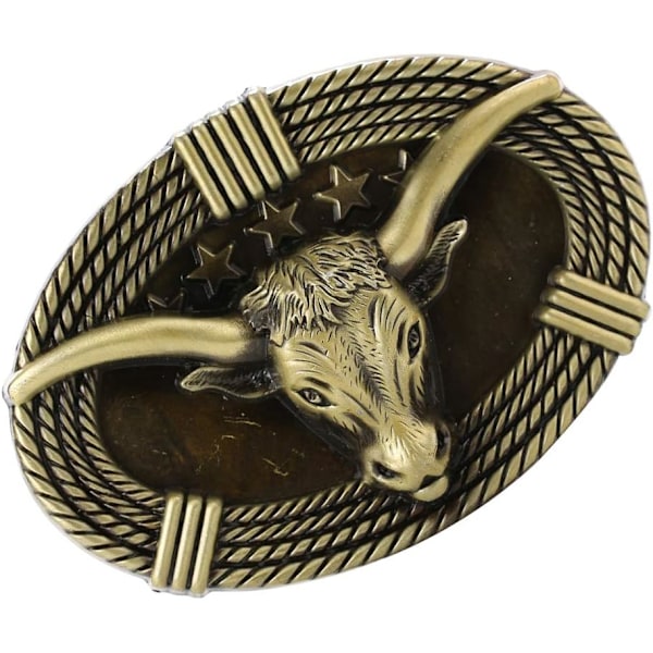 Simple Belt Buckle, Bull Head Belt Buckle, Pin Buckle Suitable for Men and Youth, Long Horn Bull Head Western Cowboy