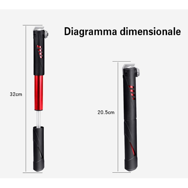 Mini Cykelpumpe Bærbar Cykelpumpe Cykeltilbehør Letvægts Red