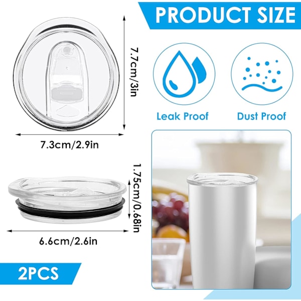 2 kpl 20 Oz Skinny Tumblerin Vaihtokannet, Tumblerin Vaihtokannet, Kirkkaat Vuotamattomat Kestävät Kannet, Tumblerin Kansi, Muovi, Roiskeenkestävä