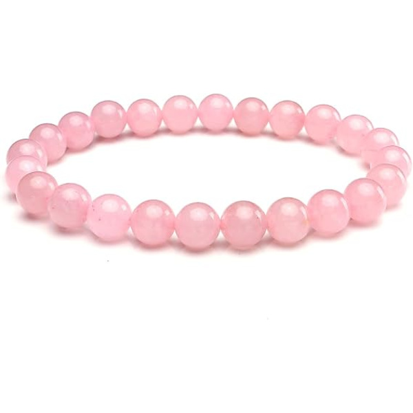 Naturligt kristallarmband, läkande kristaller, ädelstensarmband, stretchiga armband för kvinnor, presenter (rosa, 8 mm)