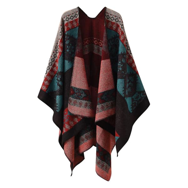 Dametøj Efterår Og Vinter Retro Plaid Sjal Til Varme Og Kuldebeskyttelse Sjal - Blue Red