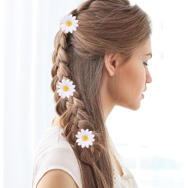 6 st Daisy hårklämma Daisy solros hårklämma Daisy hårklämmor Liten tyg solros hårklämma Blomhårspännen
