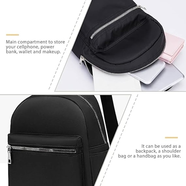 Mini förvaringsryggsäck Mode Casual Justerbar axelrem Axelväska Black