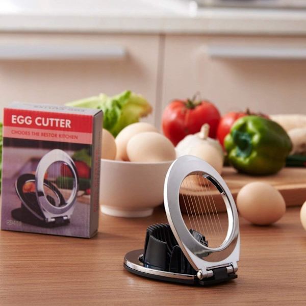 Eggedeler, Eggskjærer Heavy Duty Slicer for Kokte Egg Jordbær Frukt Garnityr Slicer, Rustfritt Ståltråd med 3 Skjærestiler, Oppvaskmaskinsikker