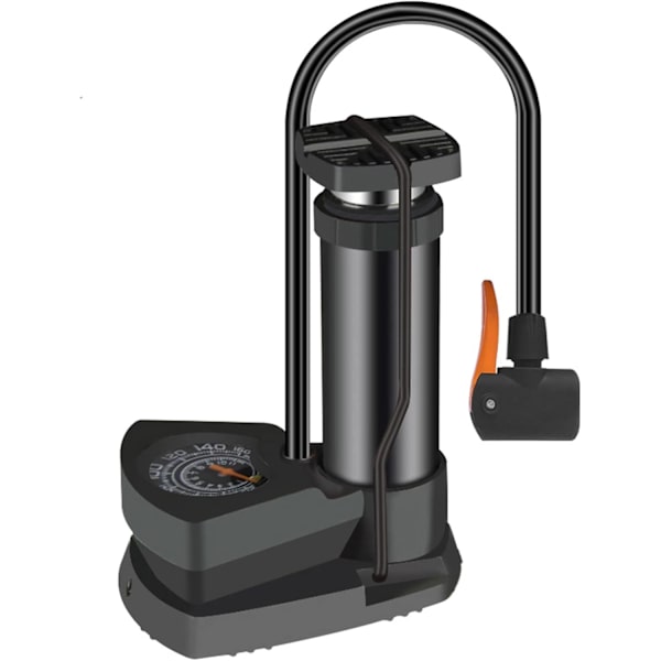 Sykkelpumpe Mini Bærbar Fotpumpe med Trykkmåler for Alle Ventiler AV/DV/SV Gulvpumpe Egnet for MTB Trekking Sykler