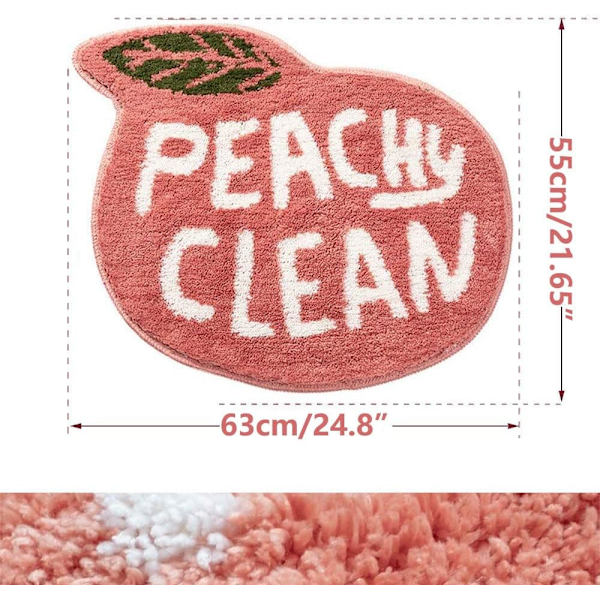 Fersken Bademåtte, Sjov Sød Bademåtte Peachy Clean Bademåtte, Skridsikker Vaskbar Peachy Fodmåtte Dørmatte