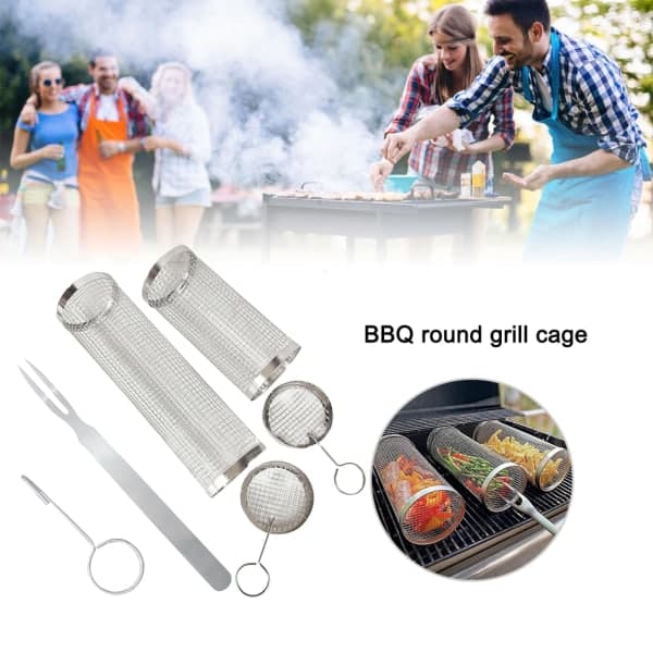 4-nett BBQ-kurv i rustfritt stål Stor 4 stk Big 4pcs