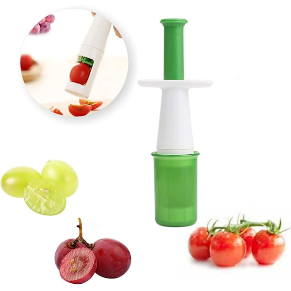Jordgubbe, körsbär, druva, tomat skärare frukt och grönsaksskärare, enkel och bärbar kök frukt skärande salladsverktyg