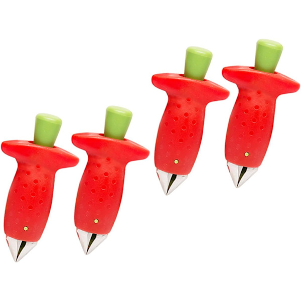 Monikynsi Mansikanpoistaja Ruostumaton Teräs Muovi Hedelmä Marja Tomaatti Vihannessaanto Ylävarren Ytimen Poistaja 4Pcs