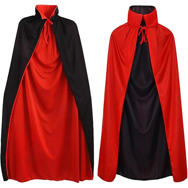 Halloween Vampyrkappa Lång Kåpa Unisex Vändbar Stående Krage Vampyr Häxa Kåpa för Halloween Cosplay Maskeraddräkt 140cm