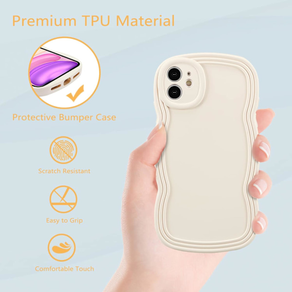 Fodral för iPhone 12 6,1 tum, Sött enfärgat lockigt vågformat ram Silikon Stötsäkert fodral