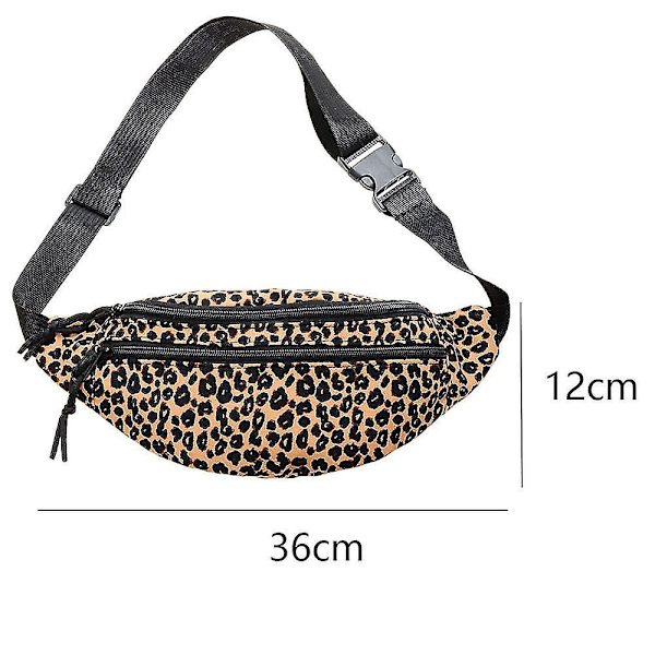 Animal Leopard midjeväska för kvinnor, justerbar rem för resor, fester, vandring, sport - yellow