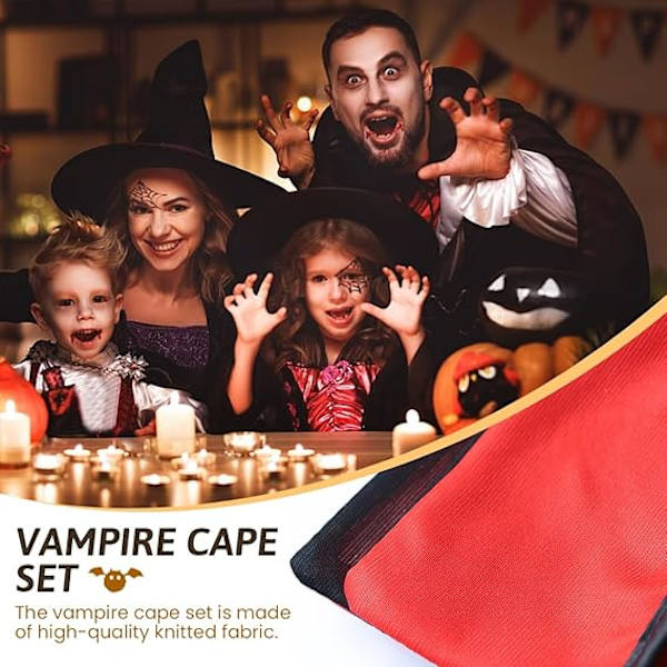 Halloween Vampyrkappa Lång Kåpa Unisex Vändbar Stående Krage Vampyr Häxa Kåpa för Halloween Cosplay Maskeraddräkt 140cm