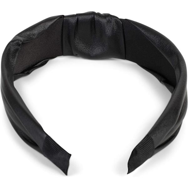 Hårband för kvinnor med knut i konstläderlook, hårband i retrostil, färg: Svart