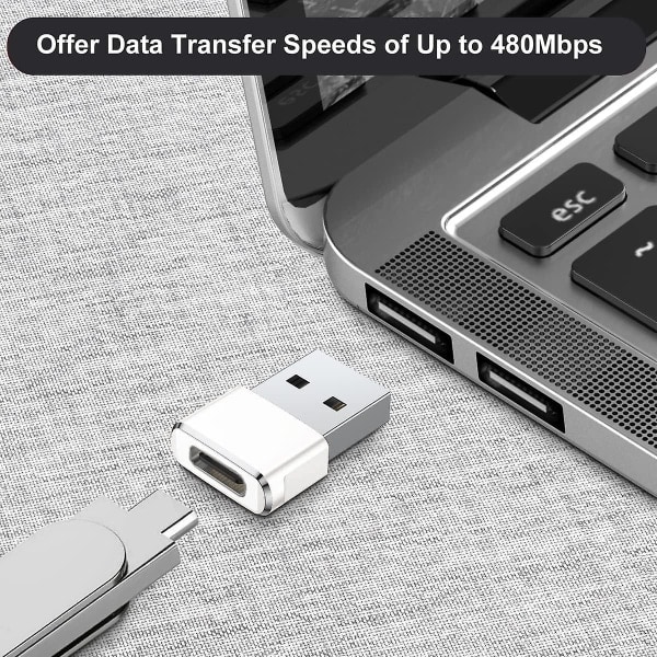 USB till USB C-adapter 2-pack, Typ C hona USB A hane-omvandlare laddare för Apple Watch Series 7 8, iPhone 11 12 13 14 15 Pro Max