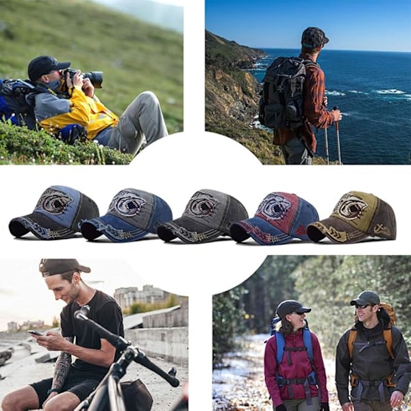 Miesten kulunut baseball-lippis Snapback Trucker Hat Ulkoilmakorkki Unisex Snapback Vintage Trucker Cap, Sininen