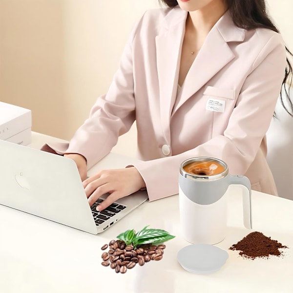 Uppladdningsbar självomrörande mugg, 380ML automatisk magnetisk omrörningsmugg för kaffe, självblandande kaffemugg, magnetisk omrörningskopp White Rechargeable