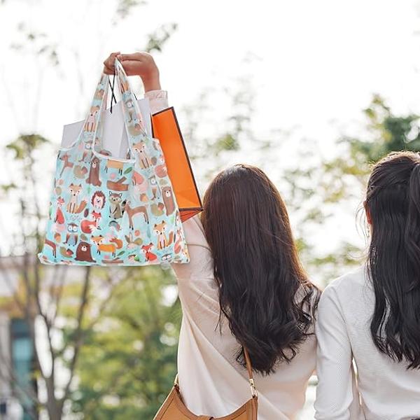 Foldbar Øko-venlig Indkøbspose, Vandafvisende Tote Indkøbspose Genanvendelig Indkøbspose Indkøbspose i Klud til Indkøb Rejser Picnic Fox