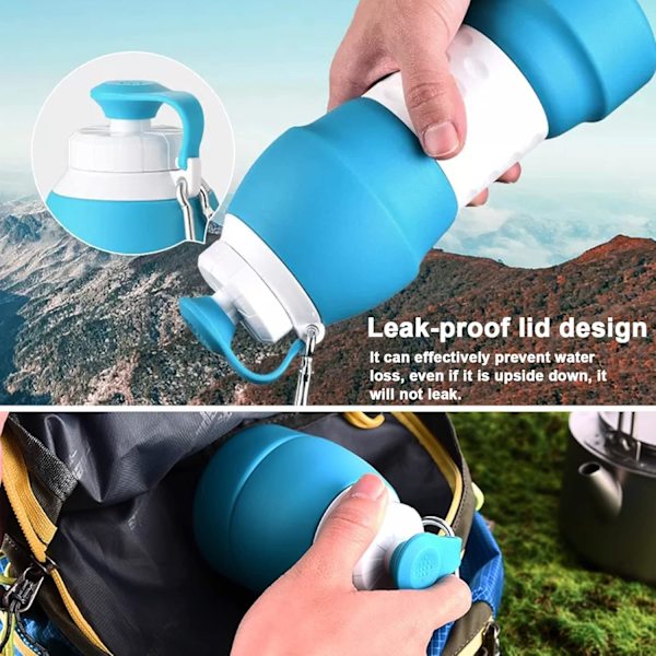 580 ml, Suulakepullo, Joustava Taitettava Uusiokäyttöinen Vedenpullo, Taitettava Urheilupullo, Silikoninen Taitettava Vedenpullo
