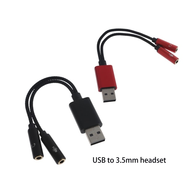 USB-3,5 mm -ääniadapteri USB-äänikortti 3,5 mm Aux-muuntimella kuulokkeille PC-kannettaville Linux-työpöydille Musta