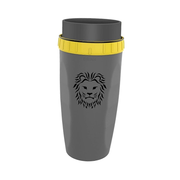 Coverless Twist Cup Bærbar med Rustfritt Stålsugerør Isolert Kaffekopp Gray lion