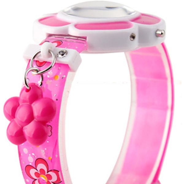Blomster Barnklockor, Vattentäta Söta Barnklockor, Cartoon Silikon Digital Armbandsur för Pojkar Flickor (Ros Röd)