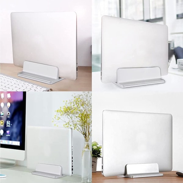 Laptop Stativ Holder, Vertikal Skrivebords Holder med Justerbar Dock Størrelse, Laptop Holder Kompatibel med Alle Notebooks MacBook Surface Gaming Pad (Hvid)