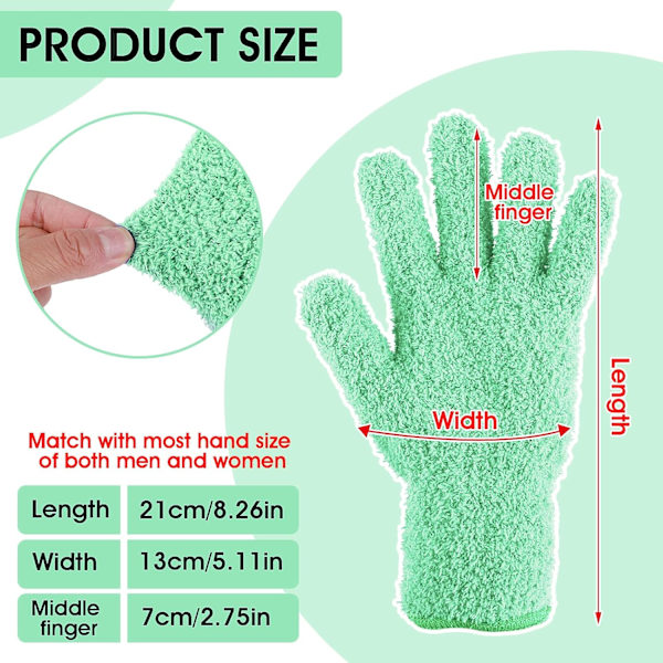 1 Par Mikrofiber Støvmopper, Gjenbrukbare Vaskbare Rengjøringshansker for Planter Husrengjøring Bil Persienner Lamper