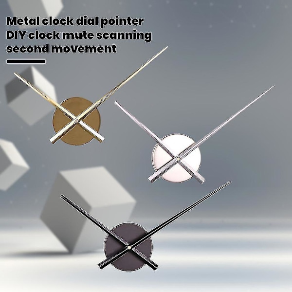 3D stor vægur med nåle til væg, mekanisme, metal urskive til stue, soveværelse fra chuai du Black