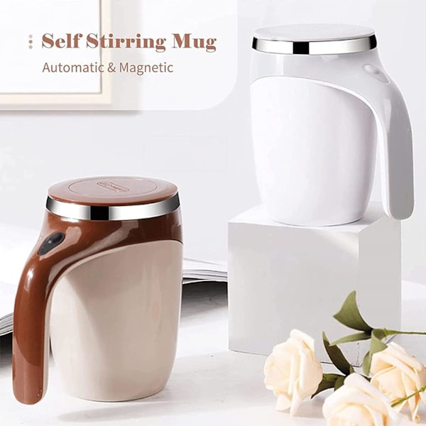 380ML Självrörande Kaffe Mugg Automatisk Magnetisk Omrörning Kaffe Mugg Roterande Hem Kontor Resa Omrörning Kopp Brown