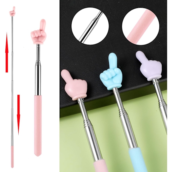 3 st teleskopiska lärarpekare Mini hopfällbar lärarpekare Stick utdragbar handpekare Fingerpekare Stick för lärare Klassrum Lärare Hjälpmedel