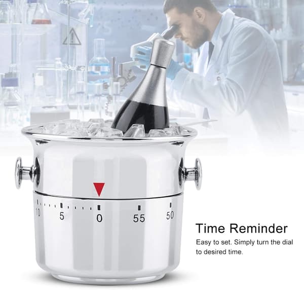 Manuell Timer, Rustfritt Stål Mekanisk Kjøkken Timer Bærbar Roterende Alarm 60 Minutter Nedtelling Timer, Matlaging Baking