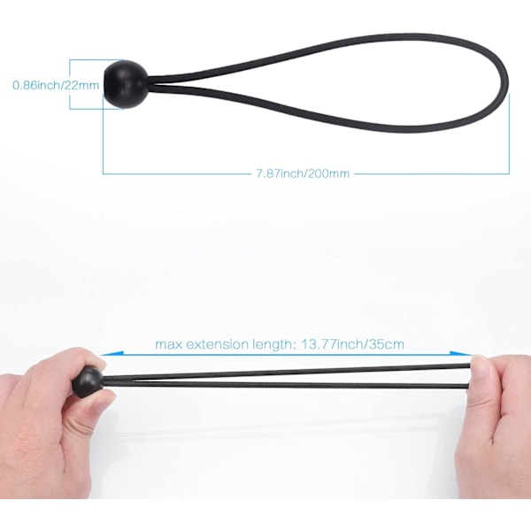35 stk. Bungee-snører med kuler, holdbare bærbare bungee-kuler, polypropylen og lateksflette presenning bungee-kuler for presenninger, telt, camping 8 Inch