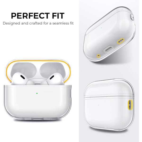 Genomskinligt Airpods Pro 2-fodral (USB-C/Lightning-kabel) [Anti-gulnande] Mjukt TPU-skyddsfodral för AirPods Pro 2:a generationens laddningsfodral 2023/2022 (genomskinligt)