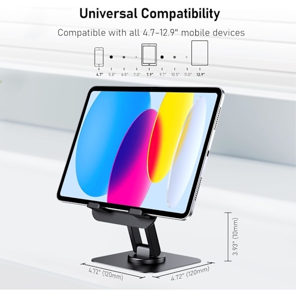 360° Kiertävä, Säädettävä Monitori-Tablettijalusta Pöydälle Kannettava Toimisto Käyttöön Yhteensopiva iPad Pro 10.5, 11, 12.9
