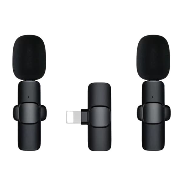 2 trådløse lavalier-mikrofoner til iPhone iPad, Plug-Play