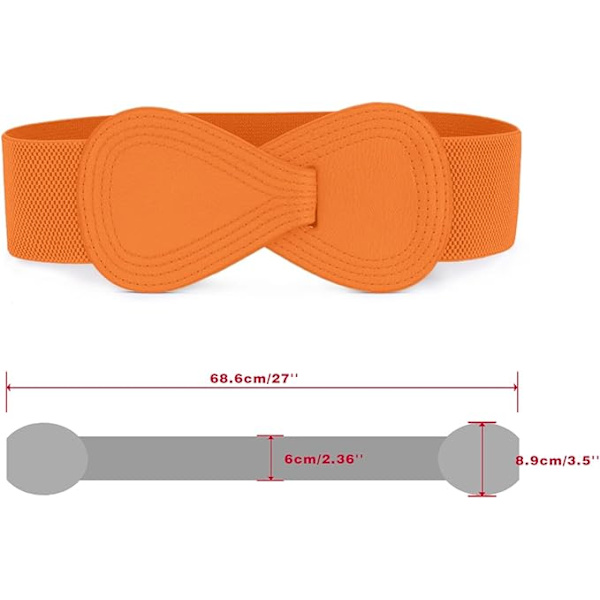 Interlock Spænde 8-formet Kunstig Læder Elastisk Bælte Cinch Talje for Dame Orange Fit