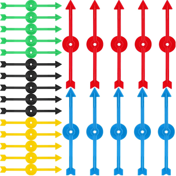 4 tum pilspinnarer i plast i 5 färger för skola, brädspel (25 stycken)
